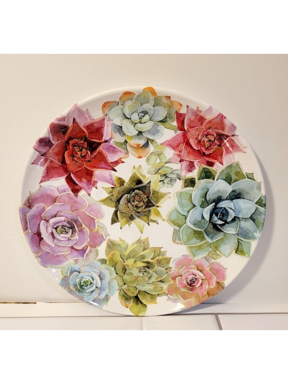 Cactus Melamine Salad Plate Desert Succulent Blue Green Purple Colorful Gift